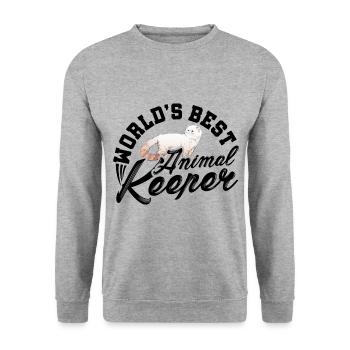Worl's Best Animal Keeper Animal Lover Zookeeper Z - Unisex Pullover - Weißgrau meliert - Vorne - Alina (178cm) & Michal (187cm)