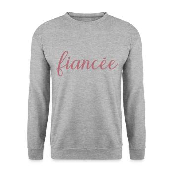 Verlobte Matching Verlobung Hochzeit Flitterwochen - Unisex Pullover - Weißgrau meliert - Vorne - Alina (178cm) & Michal (187cm)