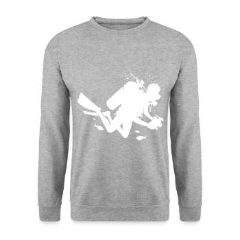 Scuba Diver Scuba Tauchen Diving Diver - Unisex Pullover - Weißgrau meliert - Vorne - Alina (178cm) & Michal (187cm)