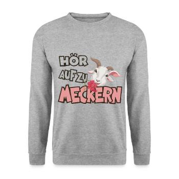 Hör auf zu meckern für eine Frau oder Mädchen - Unisex Pullover - Weißgrau meliert - Vorne - Alina (178cm) & Michal (187cm)