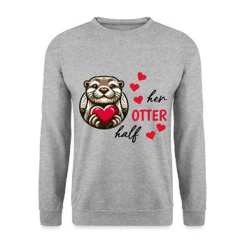 Otter half liebe geschenk - Unisex Pullover - Weißgrau meliert - Vorne - Alina (178cm) & Michal (187cm)