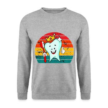 Zahnarzt Zahnarzthelferin Zahnbürste I Geschenk - Unisex Pullover - Weißgrau meliert - Vorne - Alina (178cm) & Michal (187cm)