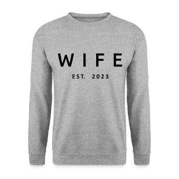 2023 Fiançailles Mariage Douche nuptiale - Sweat-shirt Unisexe - gris chiné - Devant - Alina (178cm) & Michal (187cm)