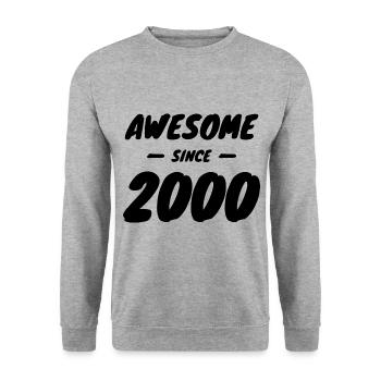 2000 Jahrgang Awesome Since 2000 Geschenkidee - Unisex Pullover - Weißgrau meliert - Vorne - Alina (178cm) & Michal (187cm)