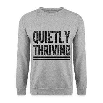 Quietly Thriving Sayings For Introverts - Unisex Sweatshirt - salt & pepper - Front - Alina (178cm) & Michal (187cm)