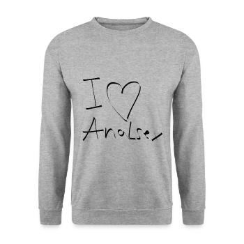 J'adore le sexe anal anal ass fuck - Sweat-shirt Unisexe - gris chiné - Devant - Alina (178cm) & Michal (187cm)