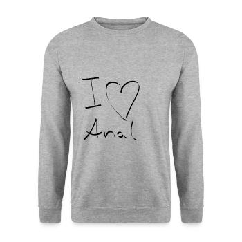 J'adore le sexe anal anal ass fuck anus - Sweat-shirt Unisexe - gris chiné - Devant - Alina (178cm) & Michal (187cm)