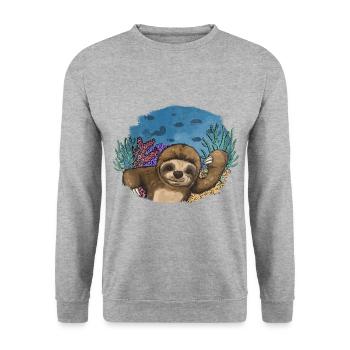 Scuba Diving Sloth Lazy Animal Diving I Gift - Unisex Sweatshirt - salt & pepper - Front - Alina (178cm) & Michal (187cm)