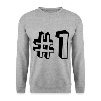 Nummer Eins Erster Platz Sieger - Unisex Pullover - Weißgrau meliert - Vorne - Alina (178cm) & Michal (187cm)