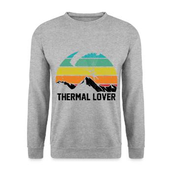 Thermal Lover Paragliding Paraglider Parachute Sky - Unisex Pullover - Weißgrau meliert - Vorne - Alina (178cm) & Michal (187cm)