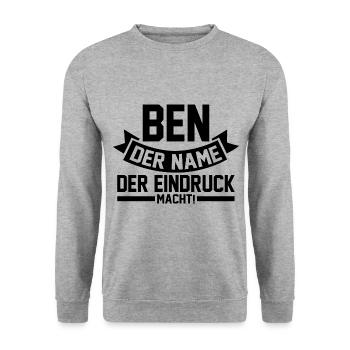 Vorname Ben - Unisex Pullover - Weißgrau meliert - Vorne - Alina (178cm) & Michal (187cm)