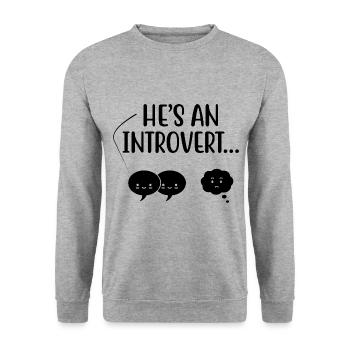 He’s An Introvert Sayings For Introverts - Unisex Sweatshirt - salt & pepper - Front - Alina (178cm) & Michal (187cm)