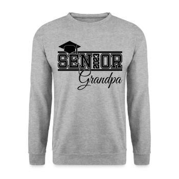 Senior 2023 Opa stolzer Opa von Absolventen - Unisex Pullover - Weißgrau meliert - Vorne - Alina (178cm) & Michal (187cm)