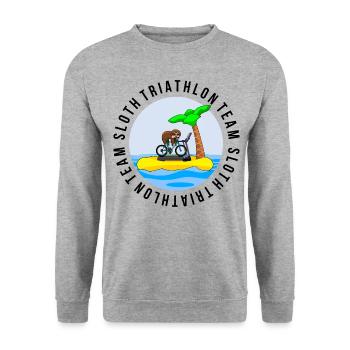 Sloth Triathlon Team Faultier Sport Shirt - Unisex Pullover - Weißgrau meliert - Vorne - Alina (178cm) & Michal (187cm)