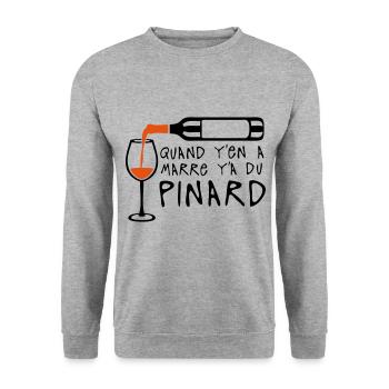 quand marre pinard bouteille vin alcool humour - Sweat-shirt Unisexe - gris chiné - Devant - Alina (178cm) & Michal (187cm)