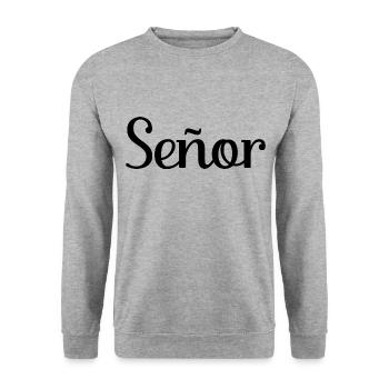 Señor Engagement Groom To Be Wedding Party - Unisex Sweatshirt - salt & pepper - Front - Alina (178cm) & Michal (187cm)