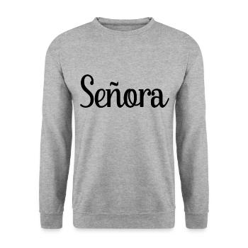 Señora Engagement Bride To Be Wedding Party - Unisex Sweatshirt - salt & pepper - Front - Alina (178cm) & Michal (187cm)