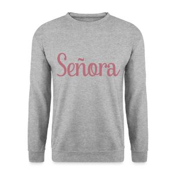 Señora Engagement Bride To Be Wedding Party - Unisex Sweatshirt - salt & pepper - Front - Alina (178cm) & Michal (187cm)