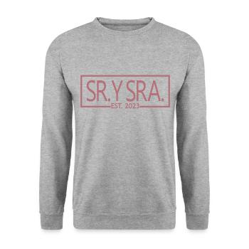 Sr. Y Sra. Est. 2023 - Cadeau de mariage homme et femme - Sweat-shirt Unisexe - gris chiné - Devant - Alina (178cm) & Michal (187cm)