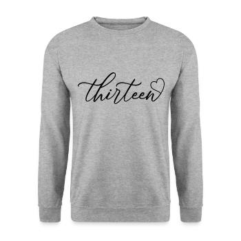 Mignon cadeau d’anniversaire 13 ans 13 ans - treize - Sweat-shirt Unisexe - gris chiné - Devant - Alina (178cm) & Michal (187cm)