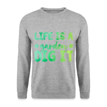 Life Is a Garden Dig It Gardener Gardening Garden - Unisex Pullover - Weißgrau meliert - Vorne - Alina (178cm) & Michal (187cm)