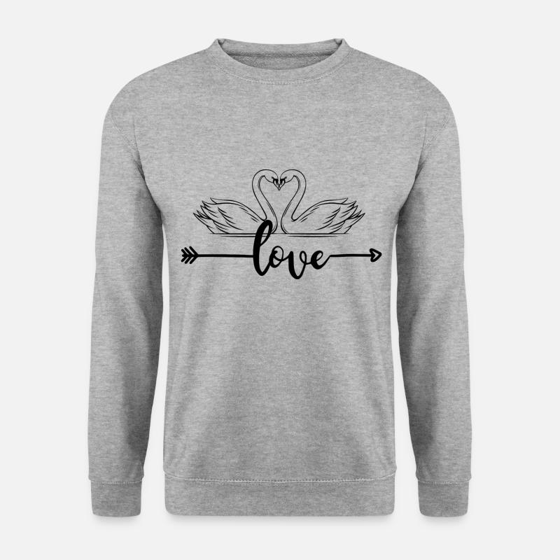 Liebe Schwan Design - Unisex Pullover - Weißgrau meliert