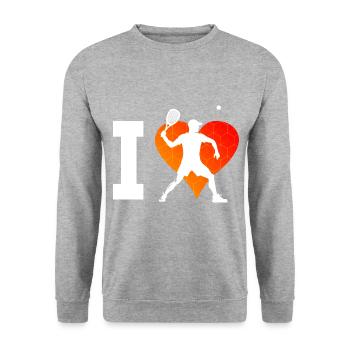 Pickleball Homme Femme Pickleball Racquetb - Sweat-shirt Unisexe - gris chiné - Devant - Alina (178cm) & Michal (187cm)