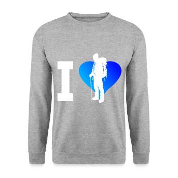 Bouldering Kletterer Boulder Climber Climbing - Unisex Pullover - Weißgrau meliert - Vorne - Alina (178cm) & Michal (187cm)