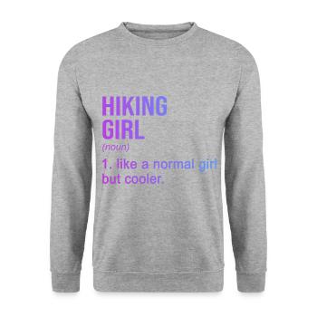 Hiking Girl Noun Definition Hiking Hiker Mountaine - Unisex Pullover - Weißgrau meliert - Vorne - Alina (178cm) & Michal (187cm)