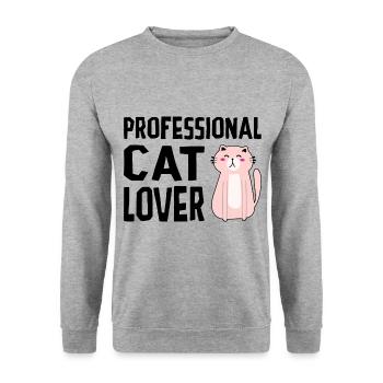 Professional Cat Lover Cat Owner Cat Trainer Anima - Unisex Pullover - Weißgrau meliert - Vorne - Alina (178cm) & Michal (187cm)