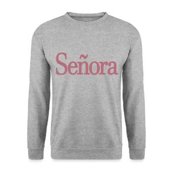 Señora Engagement Bride To Be Wedding Party - Unisex Sweatshirt - salt & pepper - Front - Alina (178cm) & Michal (187cm)