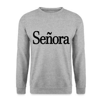 Señora Engagement Bride To Be Wedding Party - Unisex Sweatshirt - salt & pepper - Front - Alina (178cm) & Michal (187cm)