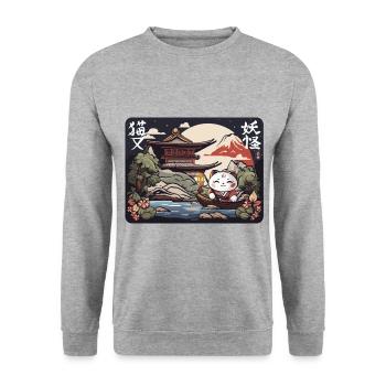 Voyage Neko - Sweat-shirt Unisexe - gris chiné - Devant - Alina (178cm) & Michal (187cm)