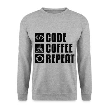 Café Codage Programmeur Codeur Développeur Nerd Coff - Sweat-shirt Unisexe - gris chiné - Devant - Alina (178cm) & Michal (187cm)