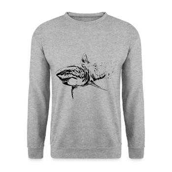 Shark - Unisex Sweatshirt - salt & pepper - Front - Alina (178cm) & Michal (187cm)