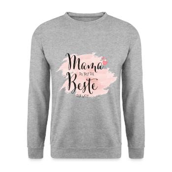 Mama du bist die Beste der Welt - Unisex Pullover - Weißgrau meliert - Vorne - Alina (178cm) & Michal (187cm)