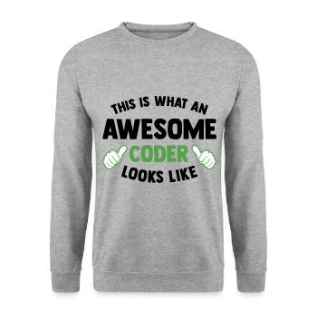This Is What An Awesome Coder Looks Like Programmi - Unisex Pullover - Weißgrau meliert - Vorne - Alina (178cm) & Michal (187cm)