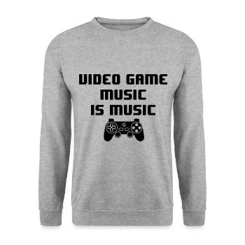 Video Game Is Music Video Game Player Nerd Geek Pc - Unisex Pullover - Weißgrau meliert - Vorne - Alina (178cm) & Michal (187cm)