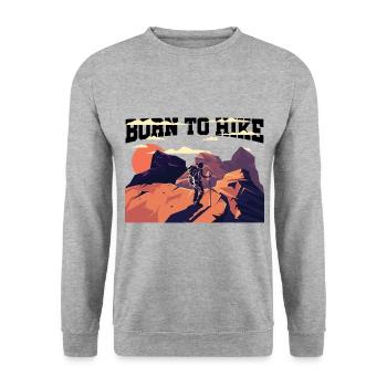 Born To Hike Trekking Mountaineering Hiking Hiker - Unisex Pullover - Weißgrau meliert - Vorne - Alina (178cm) & Michal (187cm)