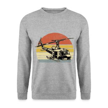 Rétro hélicoptère aviateur pilote hélicoptère hélicoptère - Sweat-shirt Unisexe - gris chiné - Devant - Alina (178cm) & Michal (187cm)