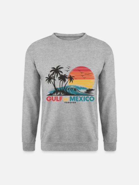 Golf von Mexiko – Retro Strand & Wellen - Unisex Pullover - Weißgrau meliert