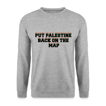 Put Palestine Back on the Map - Sweat-shirt Unisexe - gris chiné - Devant - Alina (178cm) & Michal (187cm)
