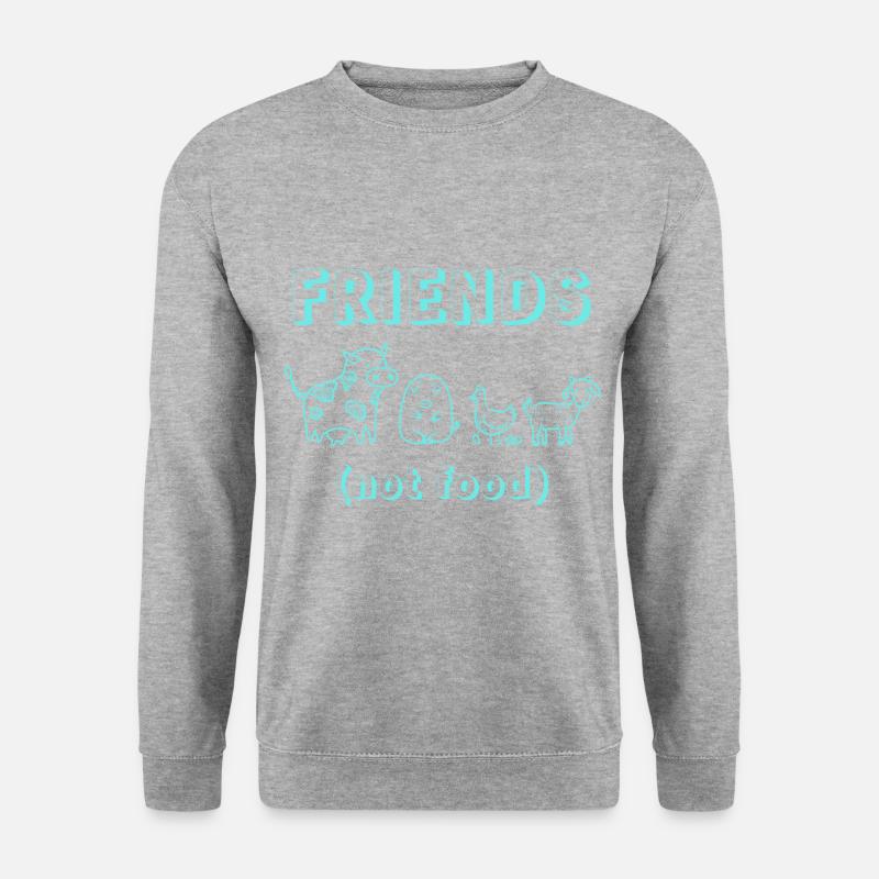 Vegan Vegetarier Freunde Kuh Schwein I Geschenk - Unisex Pullover - Weißgrau meliert