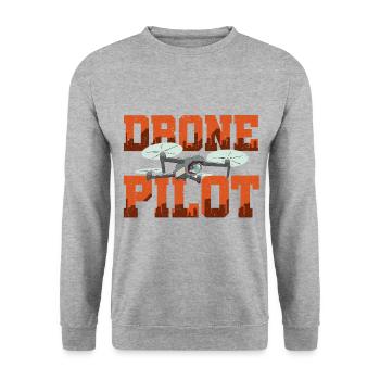 Pilot Graphic Drone Flying Quadcopter Pilot RC Dro - Unisex Sweatshirt - salt & pepper - Front - Alina (178cm) & Michal (187cm)