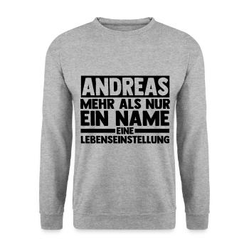 First name Andreas - Unisex Sweatshirt - salt & pepper - Front - Alina (178cm) & Michal (187cm)