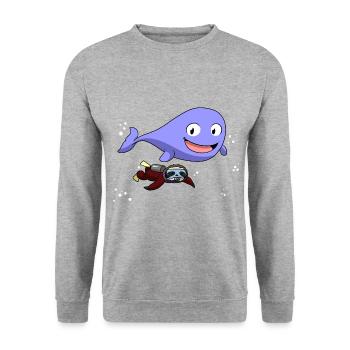 Scuba Diving Sloth Lazy Animal Diving I Gift - Unisex Sweatshirt - salt & pepper - Front - Alina (178cm) & Michal (187cm)