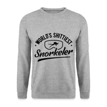 World's Shittiest Snorkeler Scuba Diver Diving Sno - Unisex Pullover - Weißgrau meliert - Vorne - Alina (178cm) & Michal (187cm)