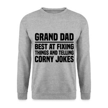 Grand Dad Best At Fixing Things And Telling Corny - Unisex Sweatshirt - salt & pepper - Front - Alina (178cm) & Michal (187cm)