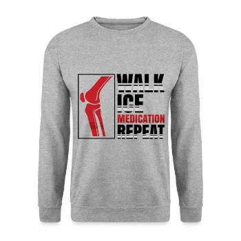 Walk Ice Medication Repeat - Unisex Pullover - Weißgrau meliert - Vorne - Alina (178cm) & Michal (187cm)