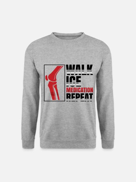 Walk Ice Medication Repeat - Unisex Pullover - Weißgrau meliert